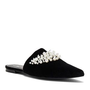 Sol Sana Grace Slide Mules in Black Velvet Pearl